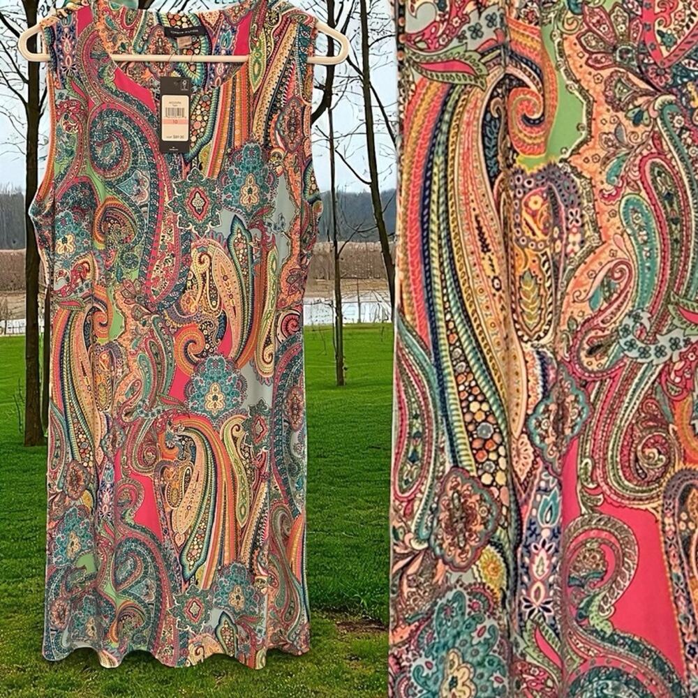 Tommy Hilfiger NWT Paisley Dress Sleeveless mini Pullover Shift Size 10